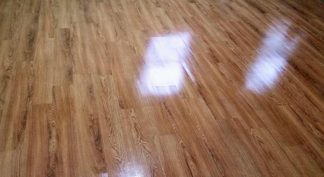 freshly varnished pergo flooring